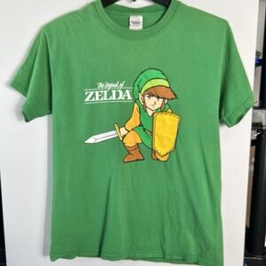 Vintage The Legend of Zelda Mens Sz M Green Graphic T-Shirt Link Nintendo *READ*